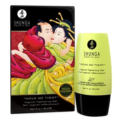 Gel vaginal reafirmante SHUNGA EROTIC ART com embalagem verde e caixa com arte japonesa