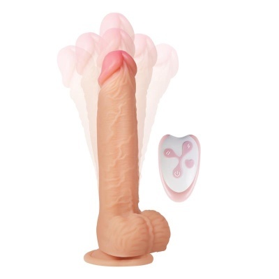 Dildo realista cor pele com controlo remoto branco e rosa