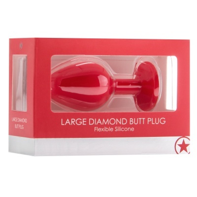 Caixa vermelha com plugue vermelho em formato de diamante em silicone