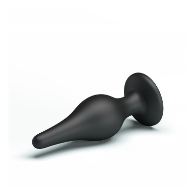 Plug anal preto com base larga em fundo branco