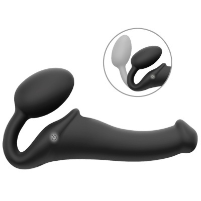 Vibrador anal preto com botão ligar e formato anatómico