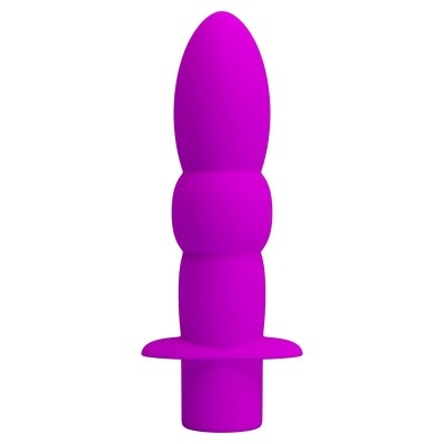 Produto em silicone roxo com formato cónico e base larga