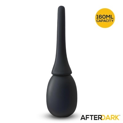 Frasco preto fosco com etiqueta amarela e logótipo Afterdark