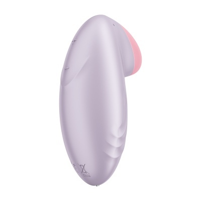 Dispositivo liso de silicone lilás com detalhes rosa e botões em relevo