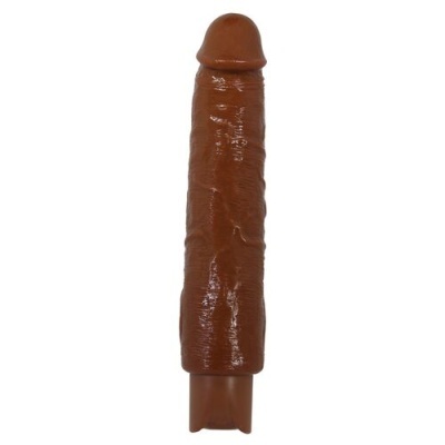 Dildo castanho com textura realista em fundo branco