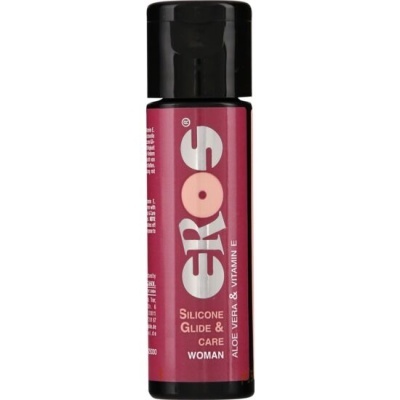 Frasco pequeno EROS Silicone Glide & Care Woman com tampa preta