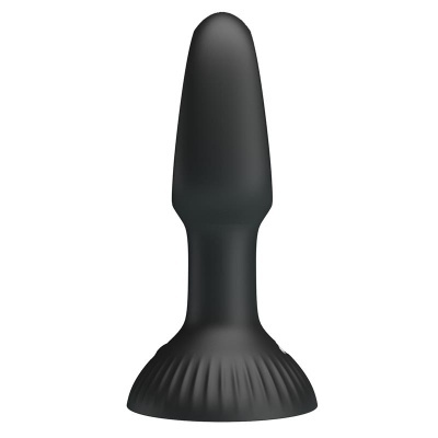 Plug anal preto de silicone com base texturada