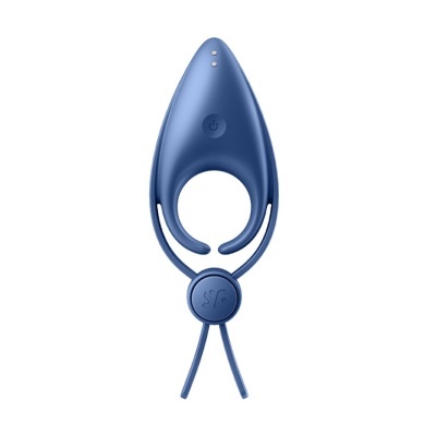 Anel azul com botão e símbolo srf