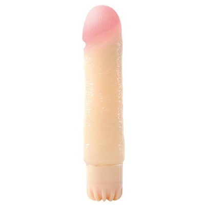 Vibrador realista bege com ponta rosada e base texturizada
