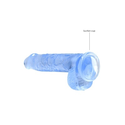 Dildo azul translúcido com ventosa na base