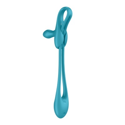 Dispositivo de silicone azul turquesa com botões + e -