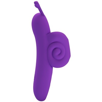 Vibrador roxo em forma de caracol com textura lisa