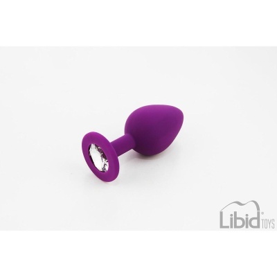 Plug anal de silicone roxo com diamante