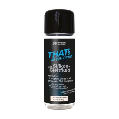Frasco de lubrificante de silicone com rótulo preto e tampa preta