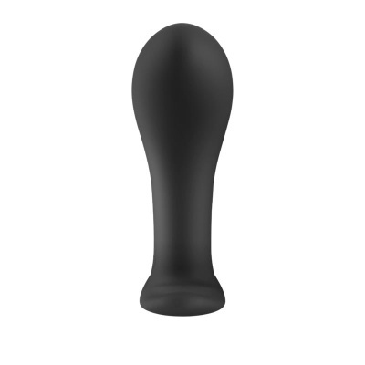 Produto preto alongado com base larga em fundo branco