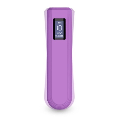 Dispositivo eletrónico roxo com ecrã digital