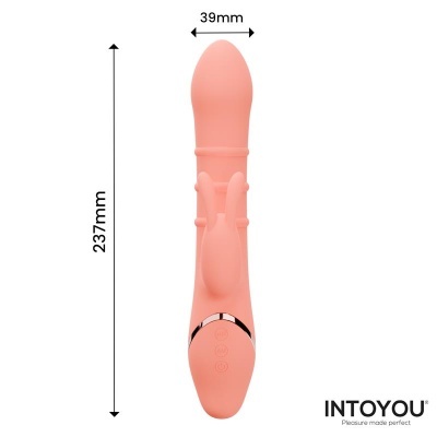 Vibrador cor-de-rosa com estimulador de orelhas de coelho e botões táteis