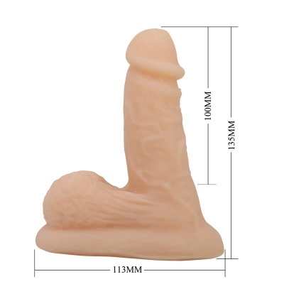 Dildo realista em silicone cor pele com medidas destacadas