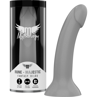 Dildo cinzento brilhante com embalagem preta