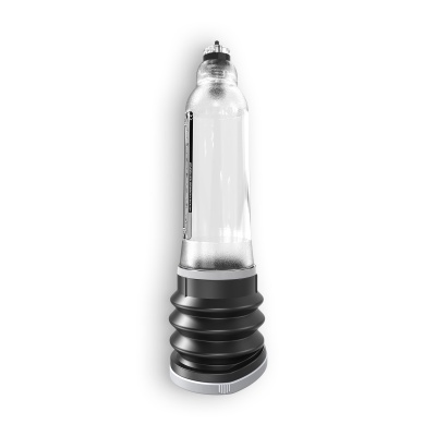 Frasco transparente com tampa preta e base preta com dobras