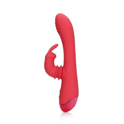 Vibrador rosa em silicone com design anatómico