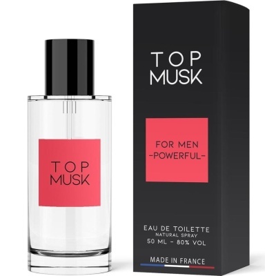 Frasco e caixa de eau de toilette Top Musk para homem