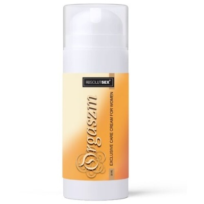 Frasco branco de creme com rótulo amarelo e texto várias palavras