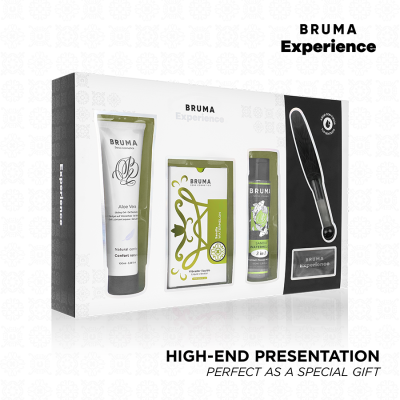 Pack Bruma Experience com produtos cosméticos e acessório preto em caixa apresentadora