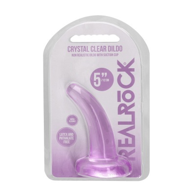 Dildo transparente rosa com ventosa em embalagem plástica