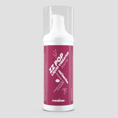 Frasco com doseador e tampa transparente, rótulo vermelho com texto branco
