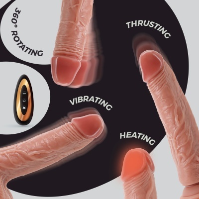 Vibrador realista rosa com várias funções e controlo