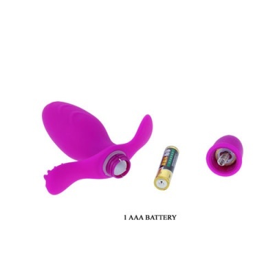 Brinquedo sexual vibratório roxo com bateria AAA e tampa removível