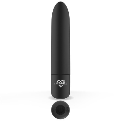 Vibrador preto cilíndrico com botão de ligar