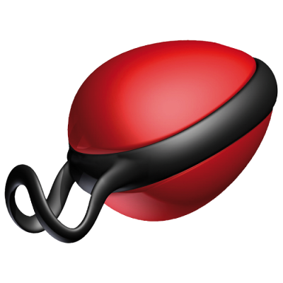 Recipiente vermelho oval com faixa preta e alças pretas em espiral