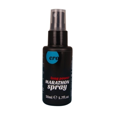 Frasco preto spray 50ml com rótulo azul, branco e vermelho