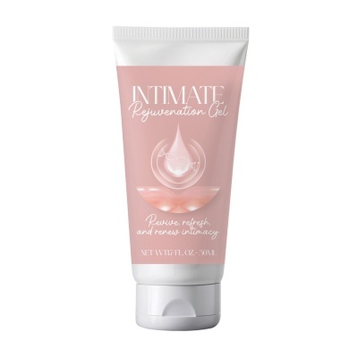 Frasco tubo plástico com rótulo rosa e texto branco