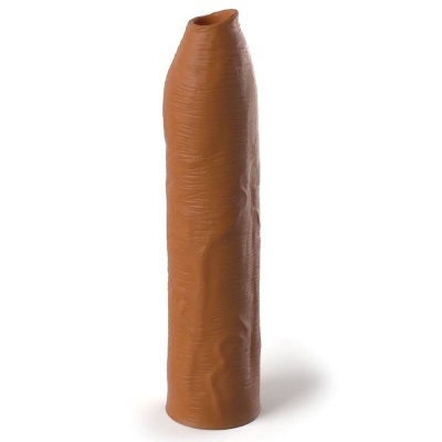 Produto cilíndrico castanho com textura enrugada