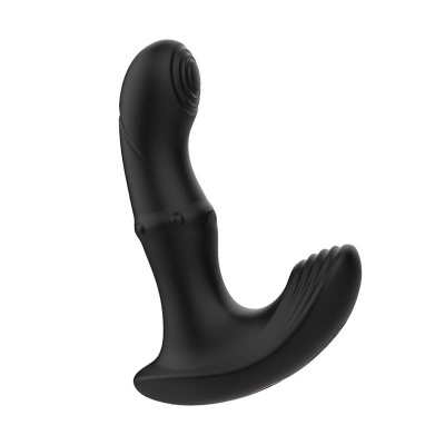 Dispositivo preto em silicone com duas extremidades curvas e base alargada