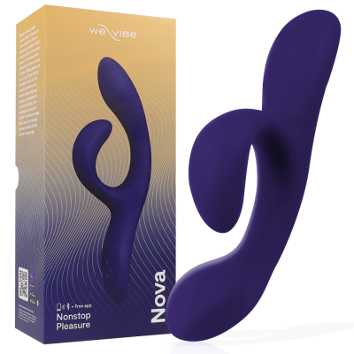 Vibrador azul escuro We-Vibe Nova junto à sua embalagem