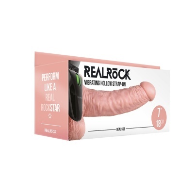 Embalagem de dildo vibratório realista rosa com controle preto