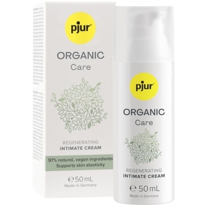 Frasco e caixa do creme íntimo pjur Organic Care 50 mL