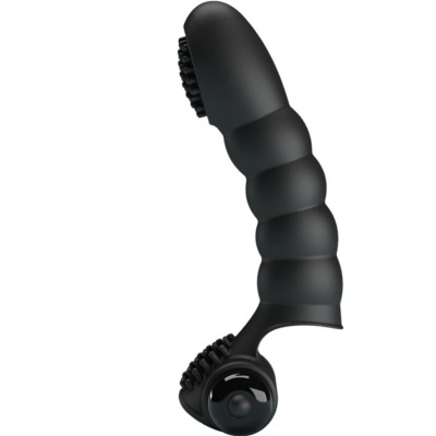Produto preto curvado com áreas acanaladas e elementos tipo escova nas extremidades