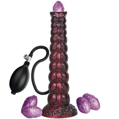 Brinquedo sexual texturizado roxo com bomba de ar e acessórios