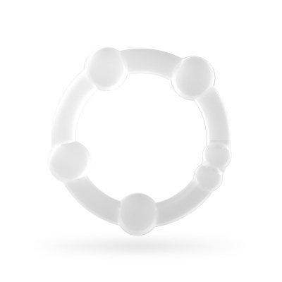 Anel branco com esferas integradas em fundo branco
