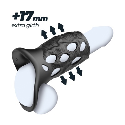Anel preto com buracos e texto +17 mm extra girth