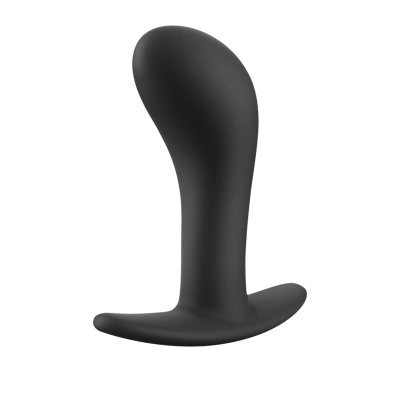 Plug anal preto ergonómico com base larga