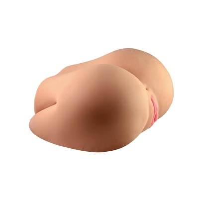 Modelo em silicone dos glúteos e genitais femininos, cor de pele, fundo branco
