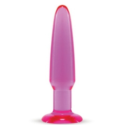 Plug anal cor rosa translúcido com base larga