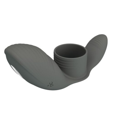 Produto cinzento em silicone com formato anatómico e compartimento cilíndrico central
