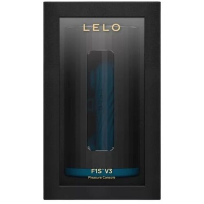Embalagem preta com objeto azul e preto visível e texto LELO F1S V3